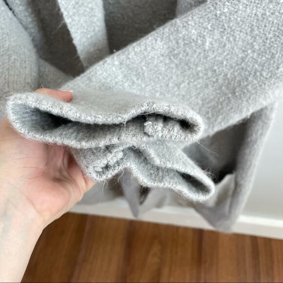 Morkna | Thick Heavy Knit Light Grey Open Front Cardigan Pockets Women’s Large - Picture 2 of 5